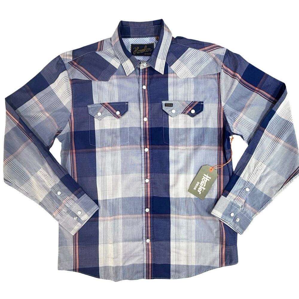 Howler Brothers Crosscut Shirt Mens M Plaid Western Pearl Snap Long Sleeve NWT